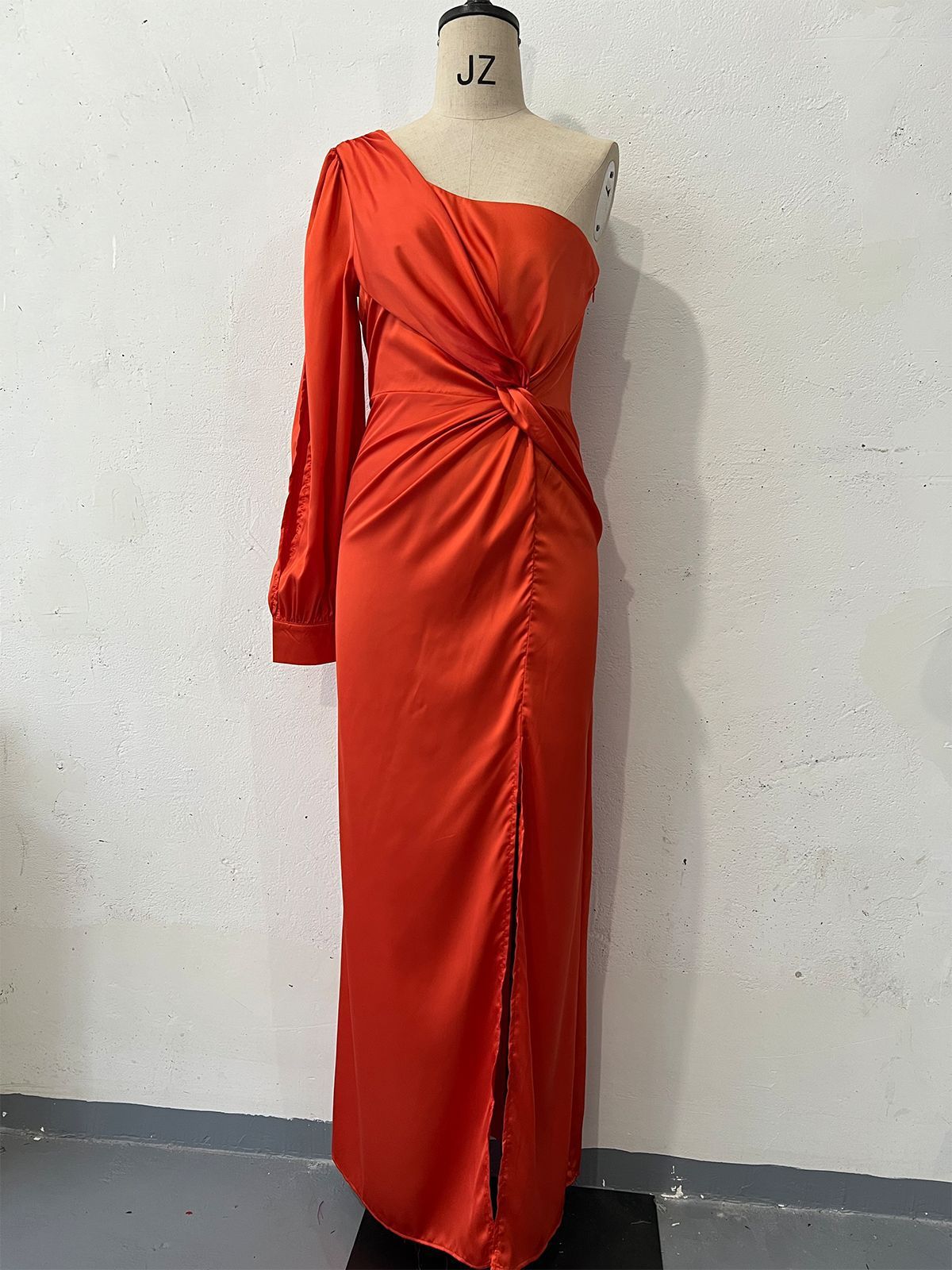 Women's One-Shoulder Long Sleeve Split Dress – Elegant Slim Fit Evening Gown