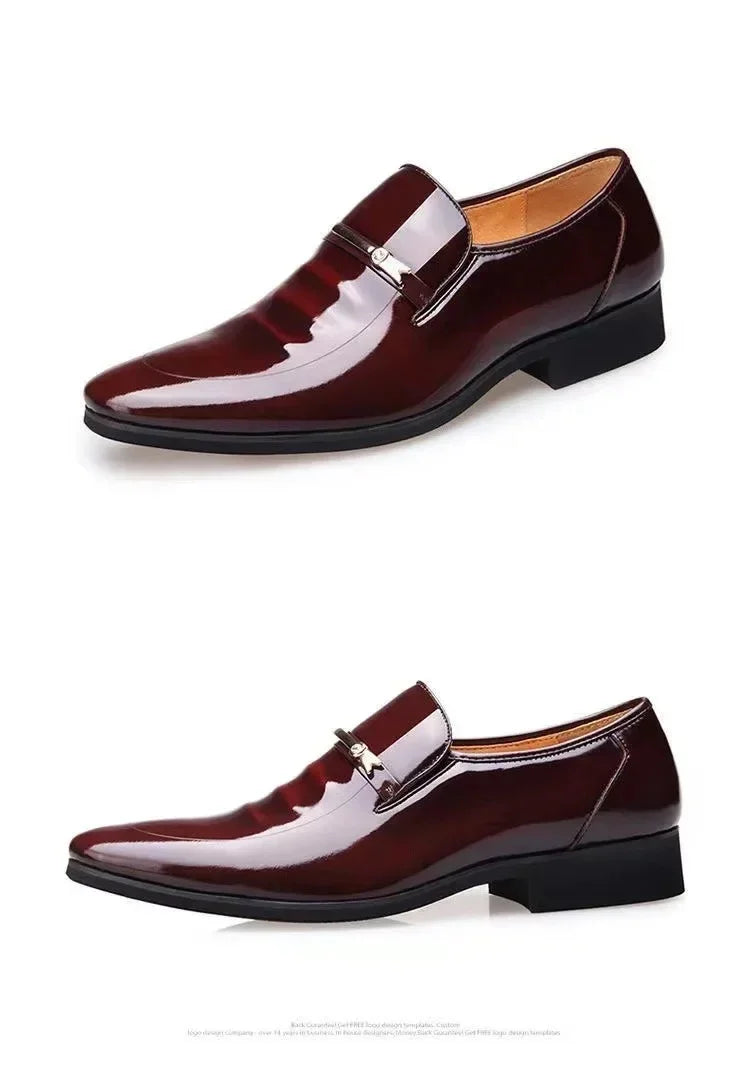 Men Slip-On Formal PU Leather Shoes – Pointed Toe, Business Style (EU 34–50)