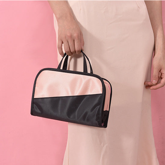 Simple Large Capacity Color Block Cosmetic Storage Bag