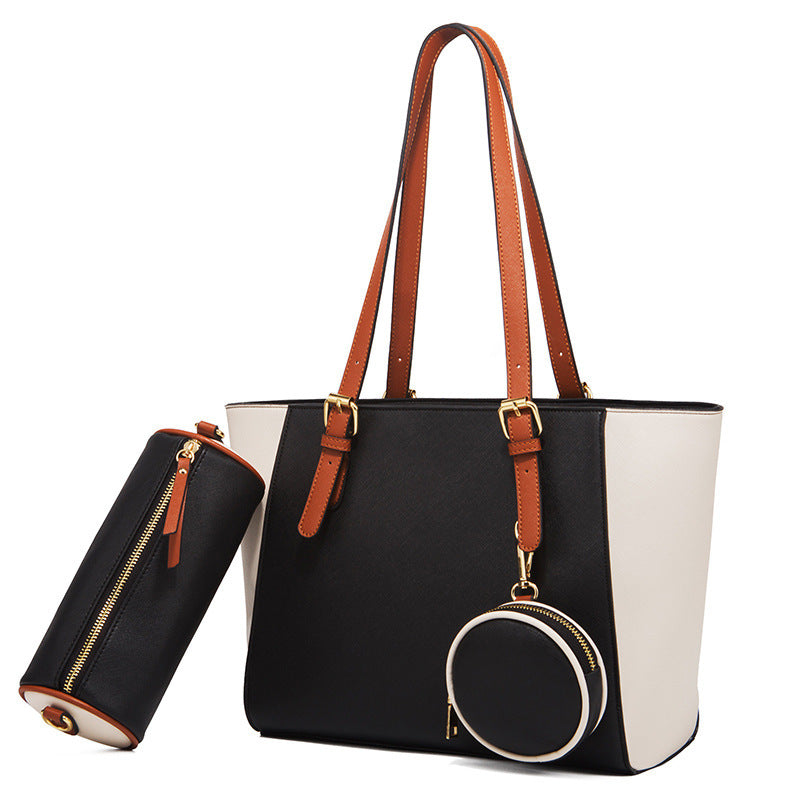 Three-in-One Saffiano PU Leather Shoulder Bag Set – Retro Elegance Edition