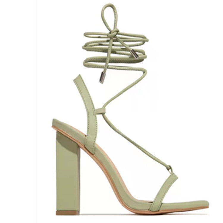 Women's Square Toe Lace-Up Strappy Sandals – Fashion Party Heels