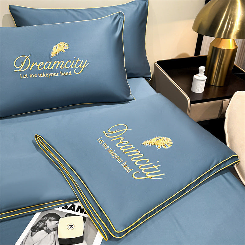 Modern Simple Washed Silk Airable Cover Ice Silk Printing And Dyeing Embroidery