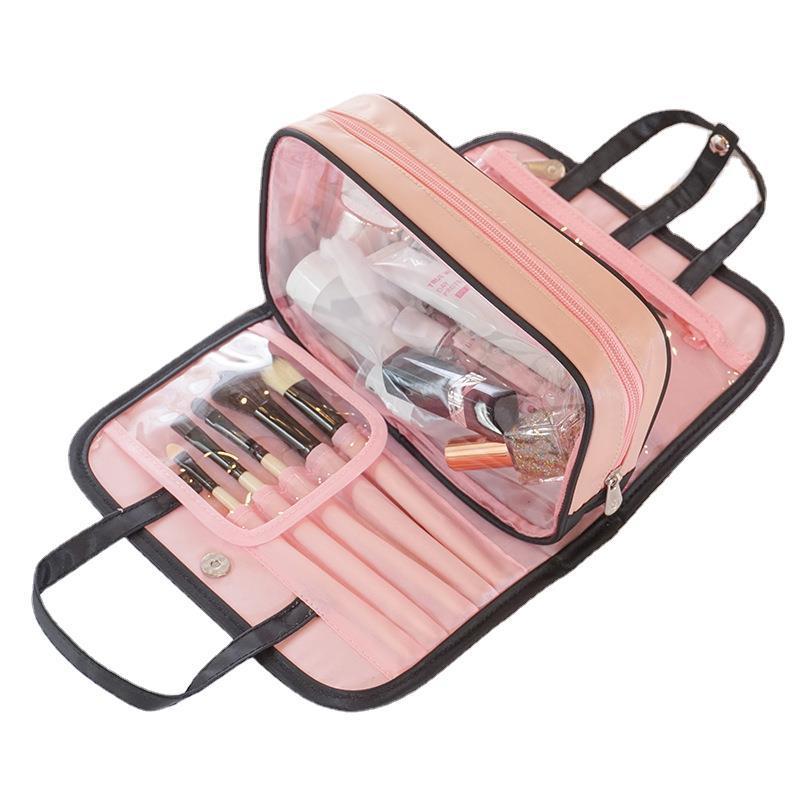 Simple Large Capacity Color Block Cosmetic Storage Bag