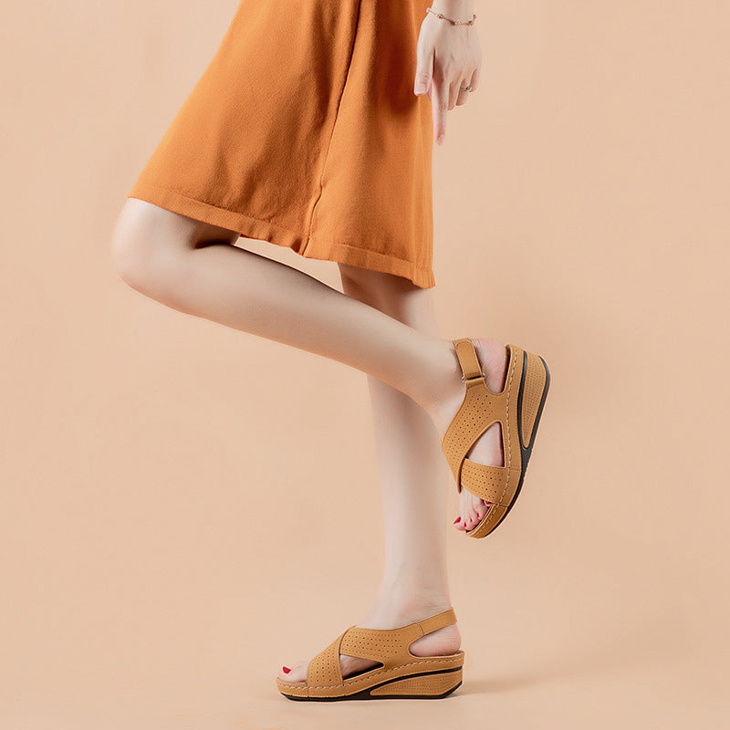Summer Sandals Women's Wedges Shoes With Velcro