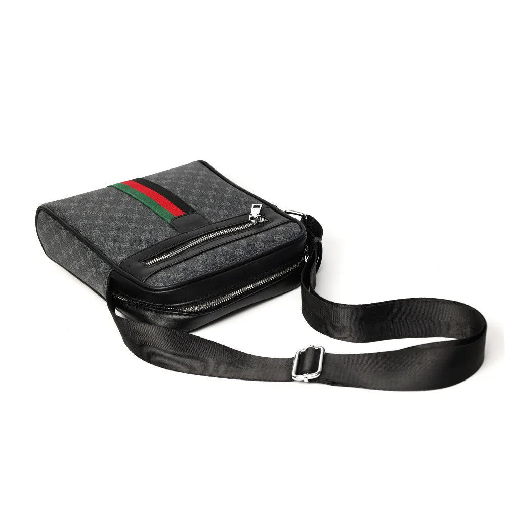 Square Crossbody Bag – Men's Luxury Plaid Letter Print Sling Messenger Bag
