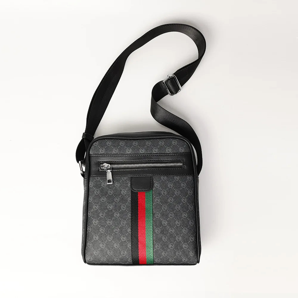 Square Crossbody Bag – Men's Luxury Plaid Letter Print Sling Messenger Bag