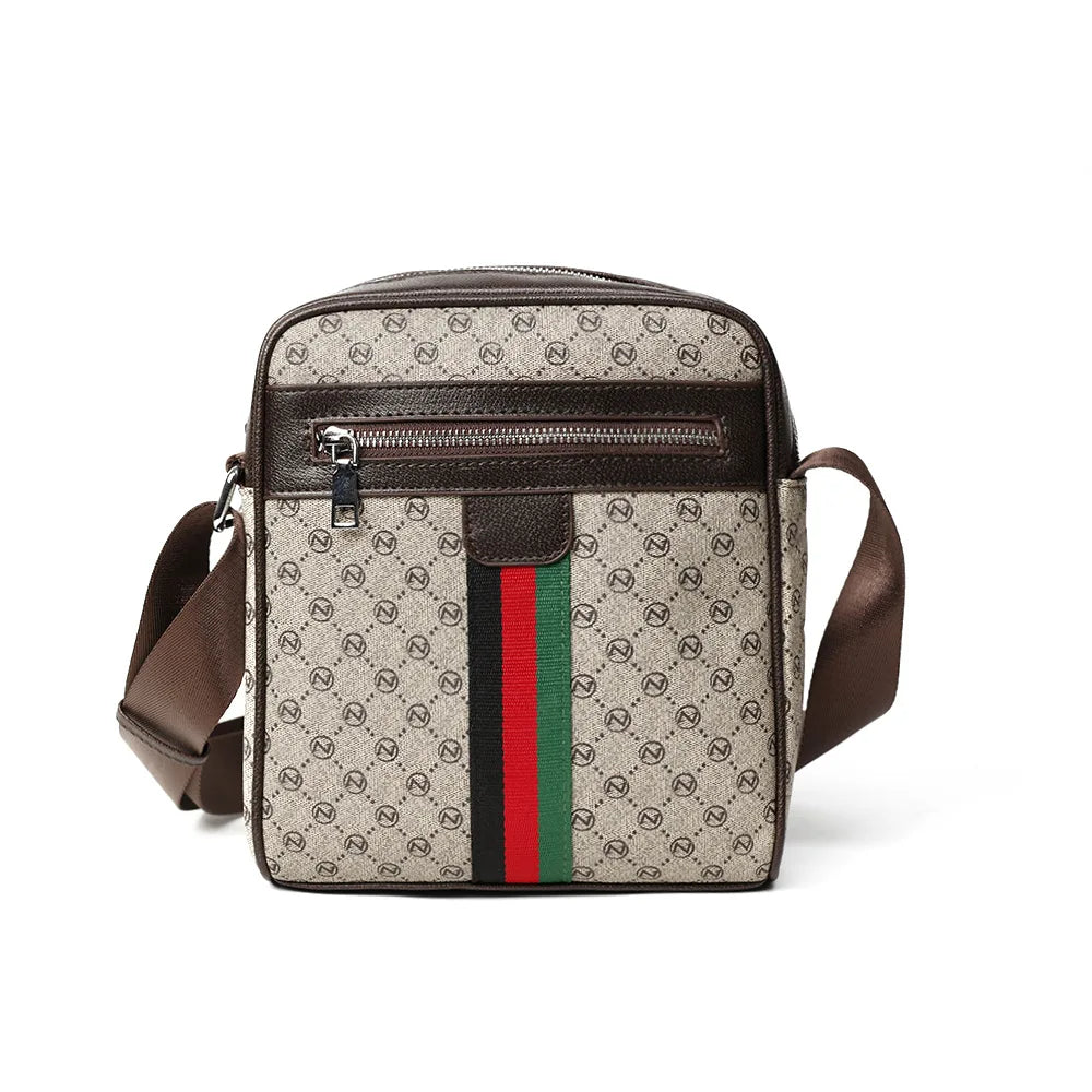 Square Crossbody Bag – Men's Luxury Plaid Letter Print Sling Messenger Bag