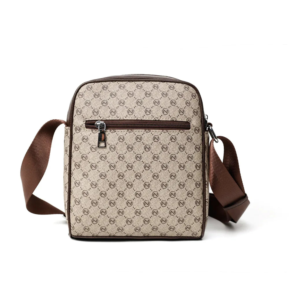 Square Crossbody Bag – Men's Luxury Plaid Letter Print Sling Messenger Bag
