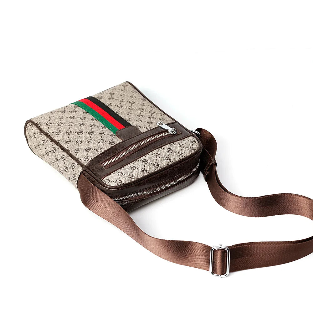 Square Crossbody Bag – Men's Luxury Plaid Letter Print Sling Messenger Bag