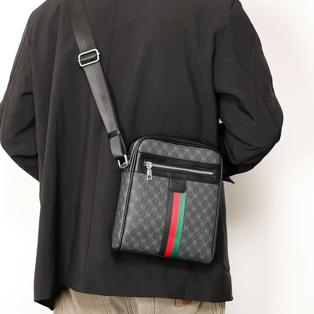 Square Crossbody Bag – Men's Luxury Plaid Letter Print Sling Messenger Bag