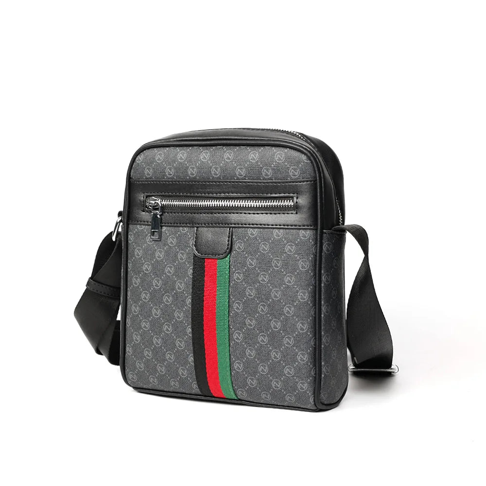 Square Crossbody Bag – Men's Luxury Plaid Letter Print Sling Messenger Bag