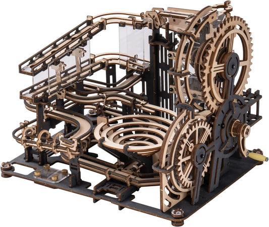 ROKR Marble Night City 3D Wooden Puzzle – Waterwheel Marble Run Kit