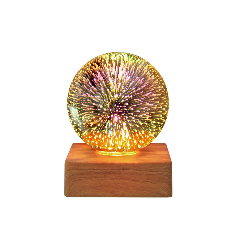 USB 3D Firework Crystal Ball Night Light – Romantic LED Starry Glow