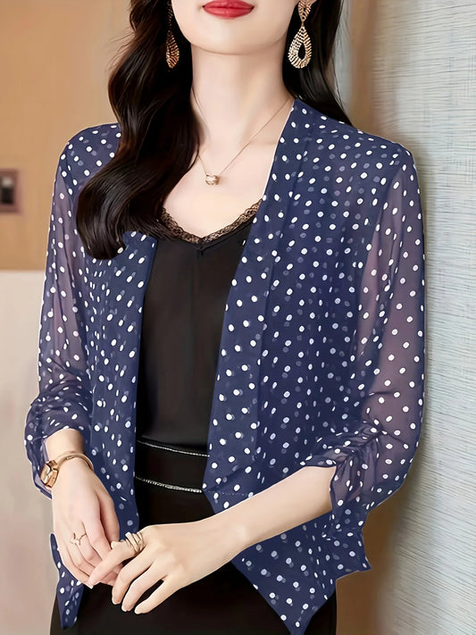 GrabliWorld Polka Dot Open Front Cardigan