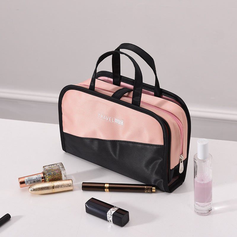 Simple Large Capacity Color Block Cosmetic Storage Bag