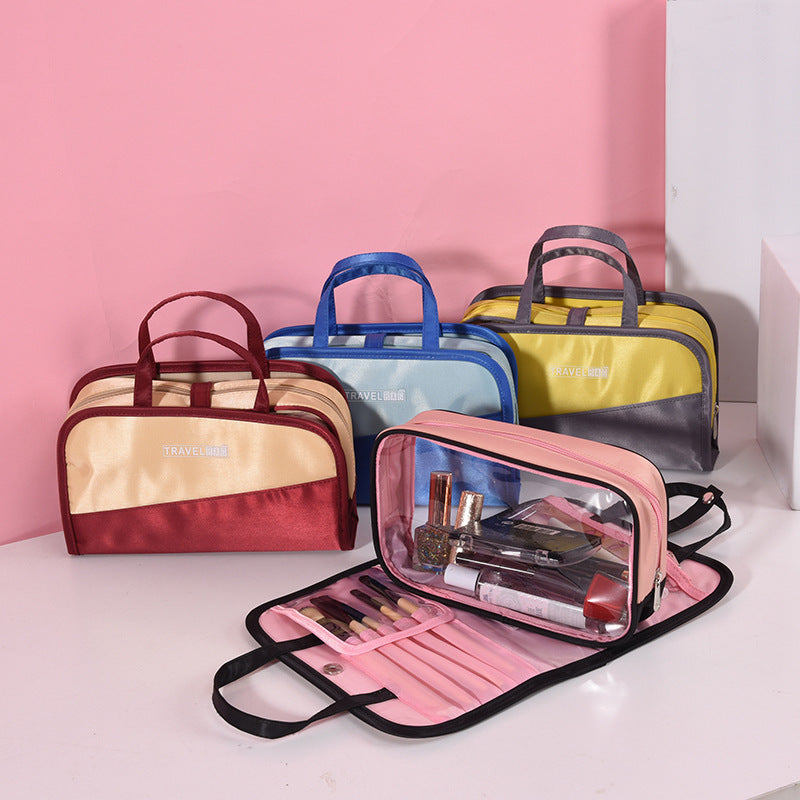 Simple Large Capacity Color Block Cosmetic Storage Bag