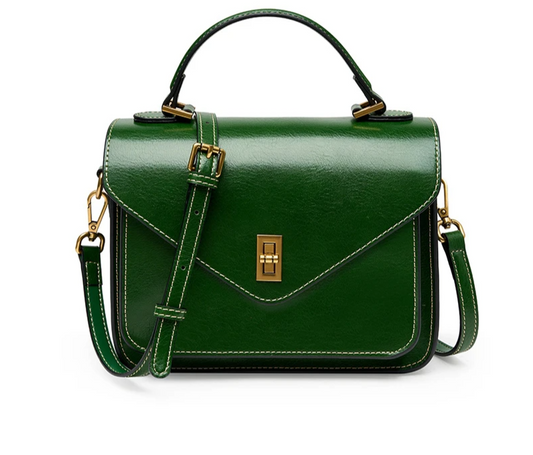 Genuine Leather Shoulder Bag – Multi-Strap Structured Design
