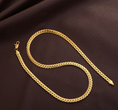 Trendy Unisex Geometric Snake Bone Chain Necklace — 5mm Thickness, Yellow & Silver