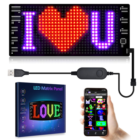 Programmable Car LED Sign Display – Custom Text & Animation (USB, App Controlled)