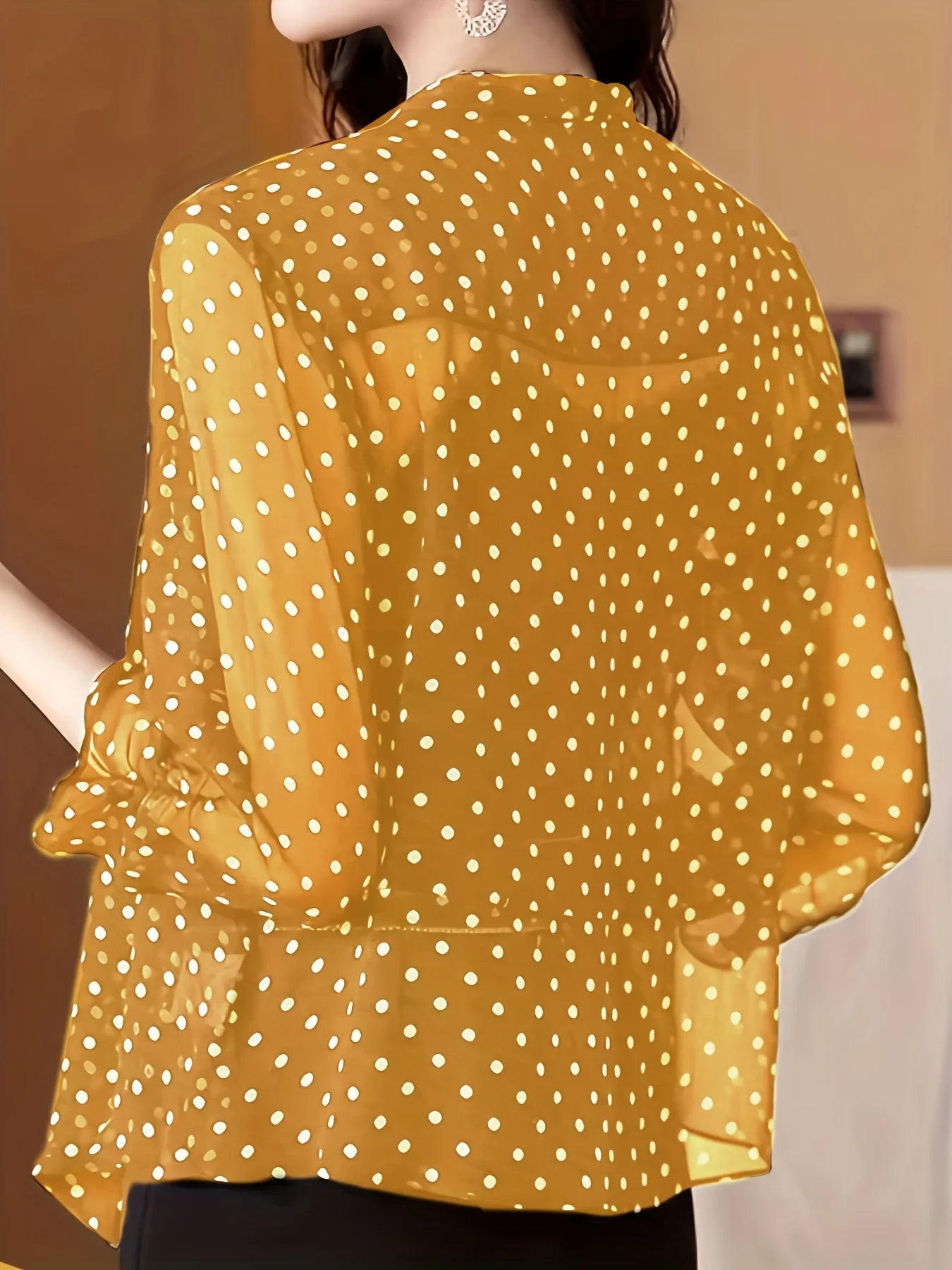GrabliWorld Polka Dot Open Front Cardigan