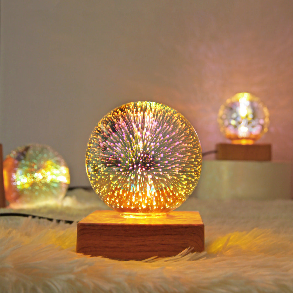 USB 3D Firework Crystal Ball Night Light – Romantic LED Starry Glow