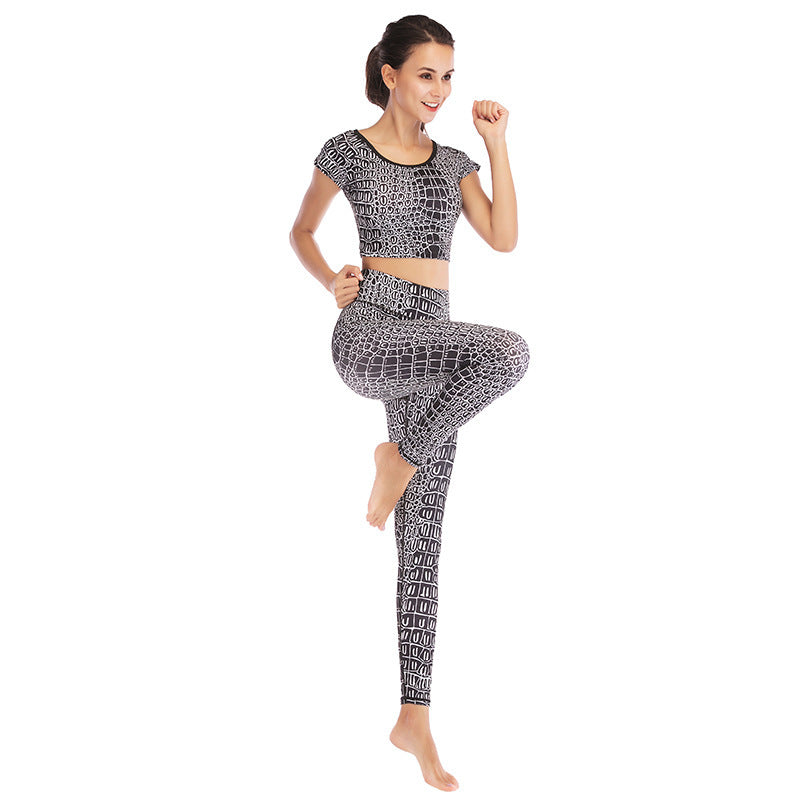 Printed navel short-sleeved quick-drying dance dress