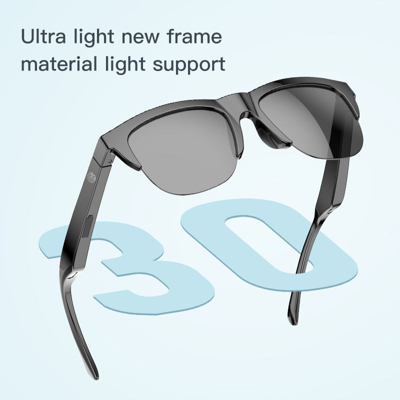 Intelligent Bluetooth Glasses with Air Conduction & Touch Control – F-06 Black