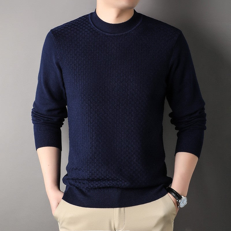 Pure Color Half Collar Men's Slim Fit Sweater Base Sweater