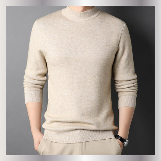 Pure Color Half Collar Men's Slim Fit Sweater Base Sweater