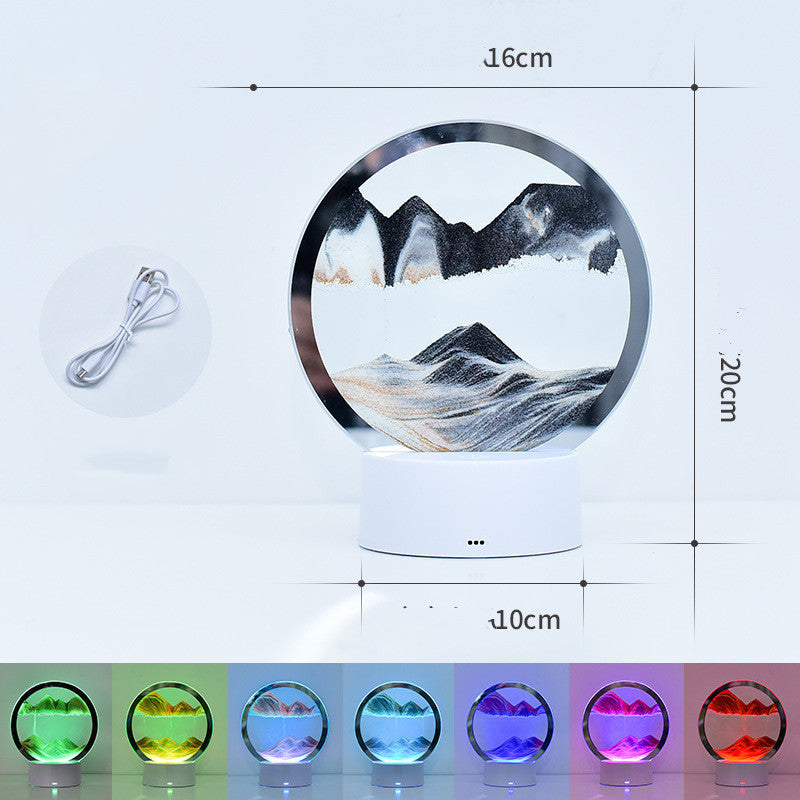 Desktop Quicksand Painting Dynamic Decoration Hourglass Lamp