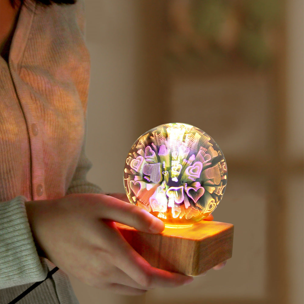 USB 3D Firework Crystal Ball Night Light – Romantic LED Starry Glow