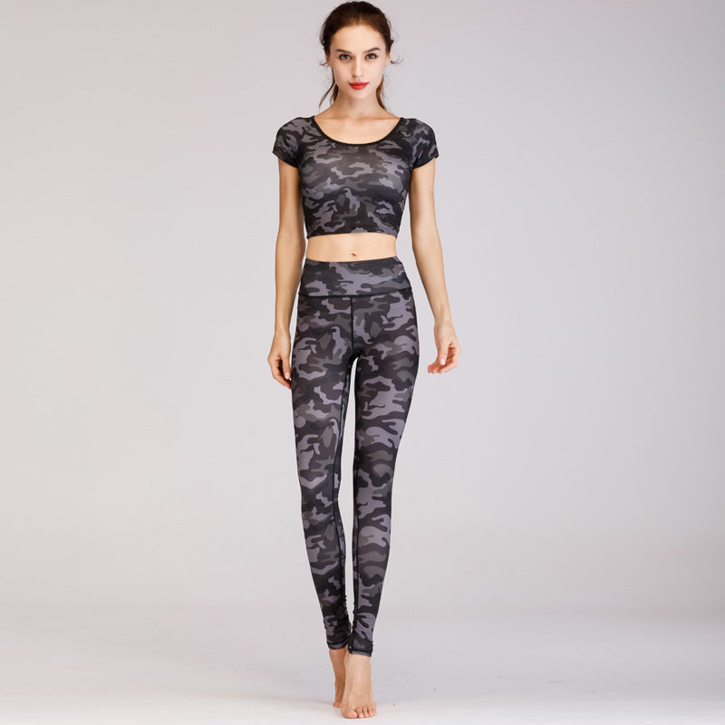 Printed navel short-sleeved quick-drying dance dress