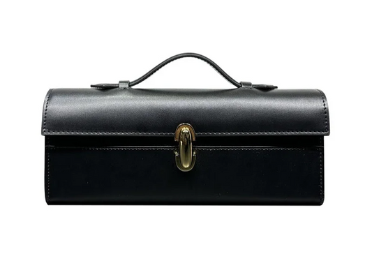 Women's Genuine Leather Mini Travel Tote – Cowhide Shoulder Bag with Hasp Closure