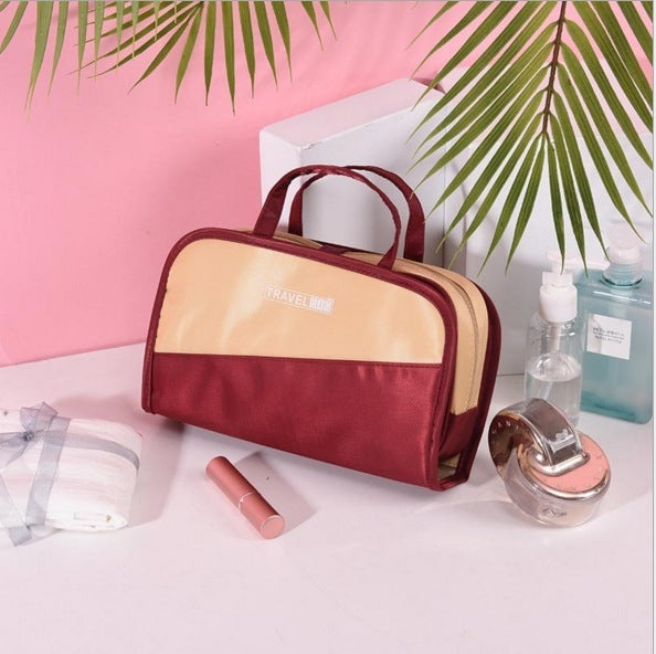Simple Large Capacity Color Block Cosmetic Storage Bag