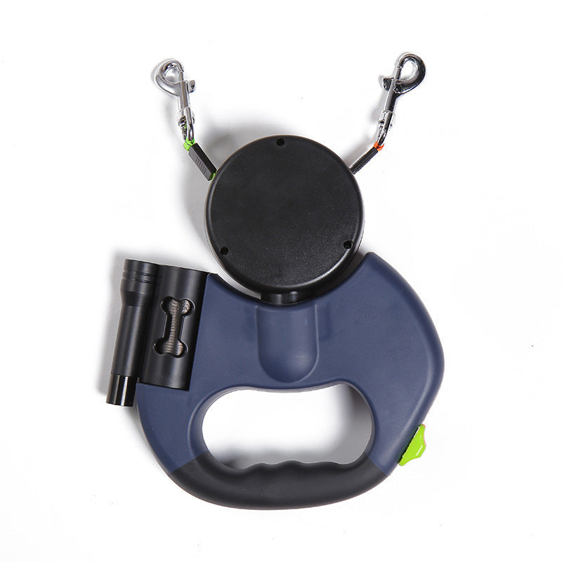 Retractable Dog Leash for Small Dogs – Reflective Dual Pet Leash with 360° Swivel & Lights