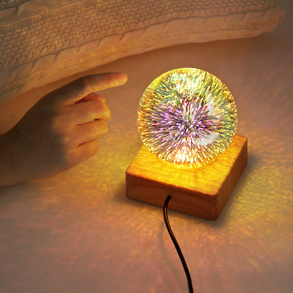 USB 3D Firework Crystal Ball Night Light – Romantic LED Starry Glow