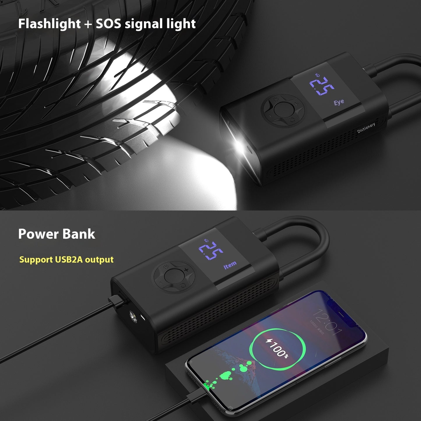 Portable Intelligent Electric Air Pump – 150 PSI, 4000mAh Battery, Lighting & USB Power Bank