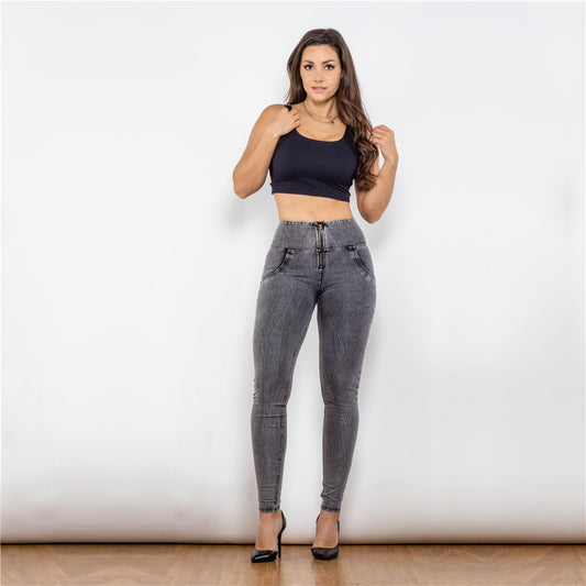 Melody high waist gray jeggings push up shaping jeans butt lifting effect  anti cellulite leggings
