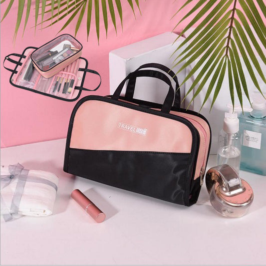 Simple Large Capacity Color Block Cosmetic Storage Bag