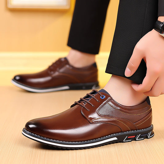 Men's Casual PU Leather Work Shoes – Black & Brown | GrabliWorld