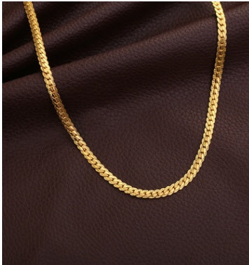 Trendy Unisex Geometric Snake Bone Chain Necklace — 5mm Thickness, Yellow & Silver