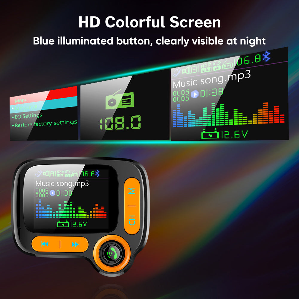 Car Bluetooth Multi-Function Player – Large Color Screen & QC 3.0 Fast Charging