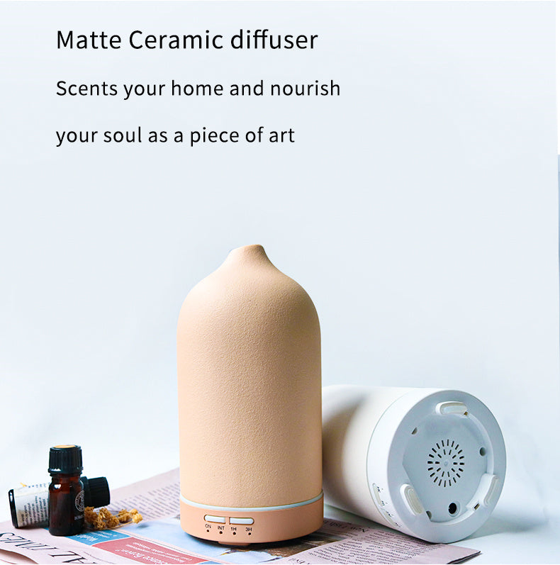 Air Humidifier Ceramic Aroma Diffuser – 5 Colors, 100ml Ultrasonic Essential Oil Diffuser