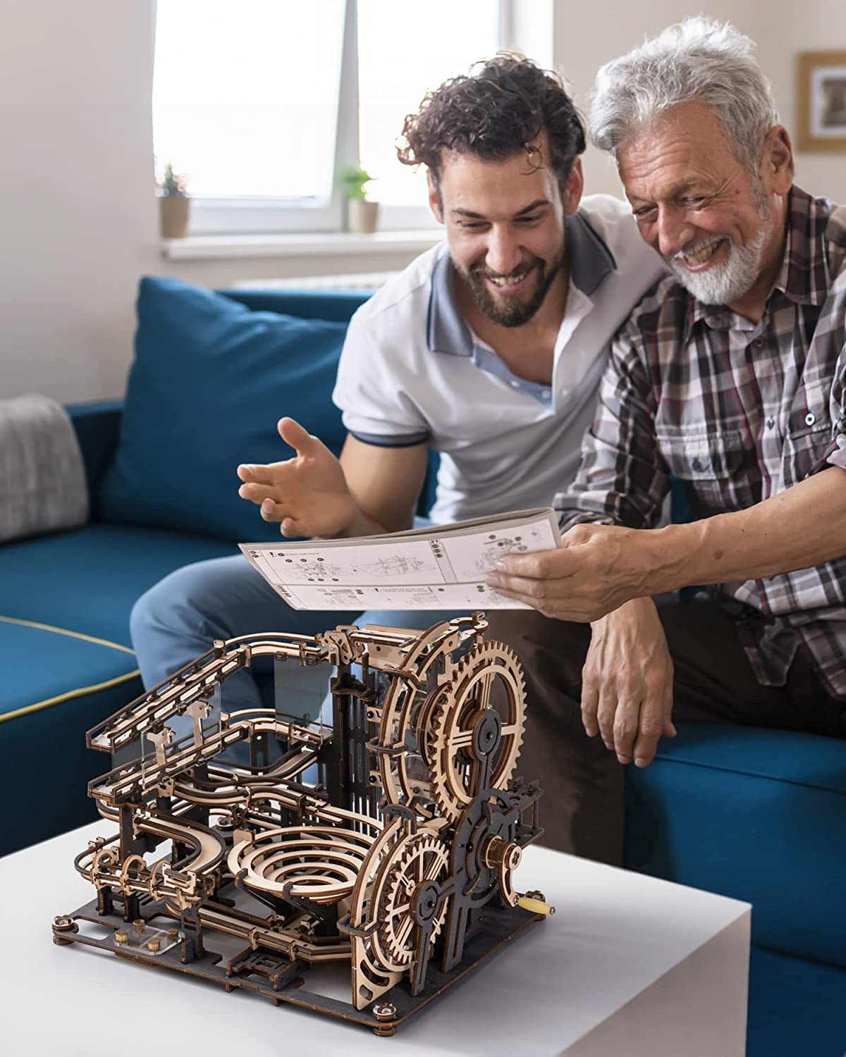 ROKR Marble Night City 3D Wooden Puzzle – Waterwheel Marble Run Kit