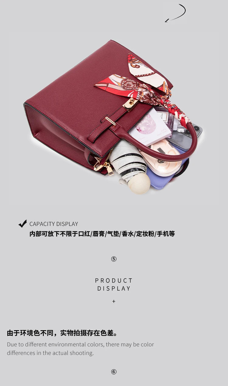 Show 2025 Handbag with Scarf Decor and Metal Clasp High Quality for Evening Parties & Banquets