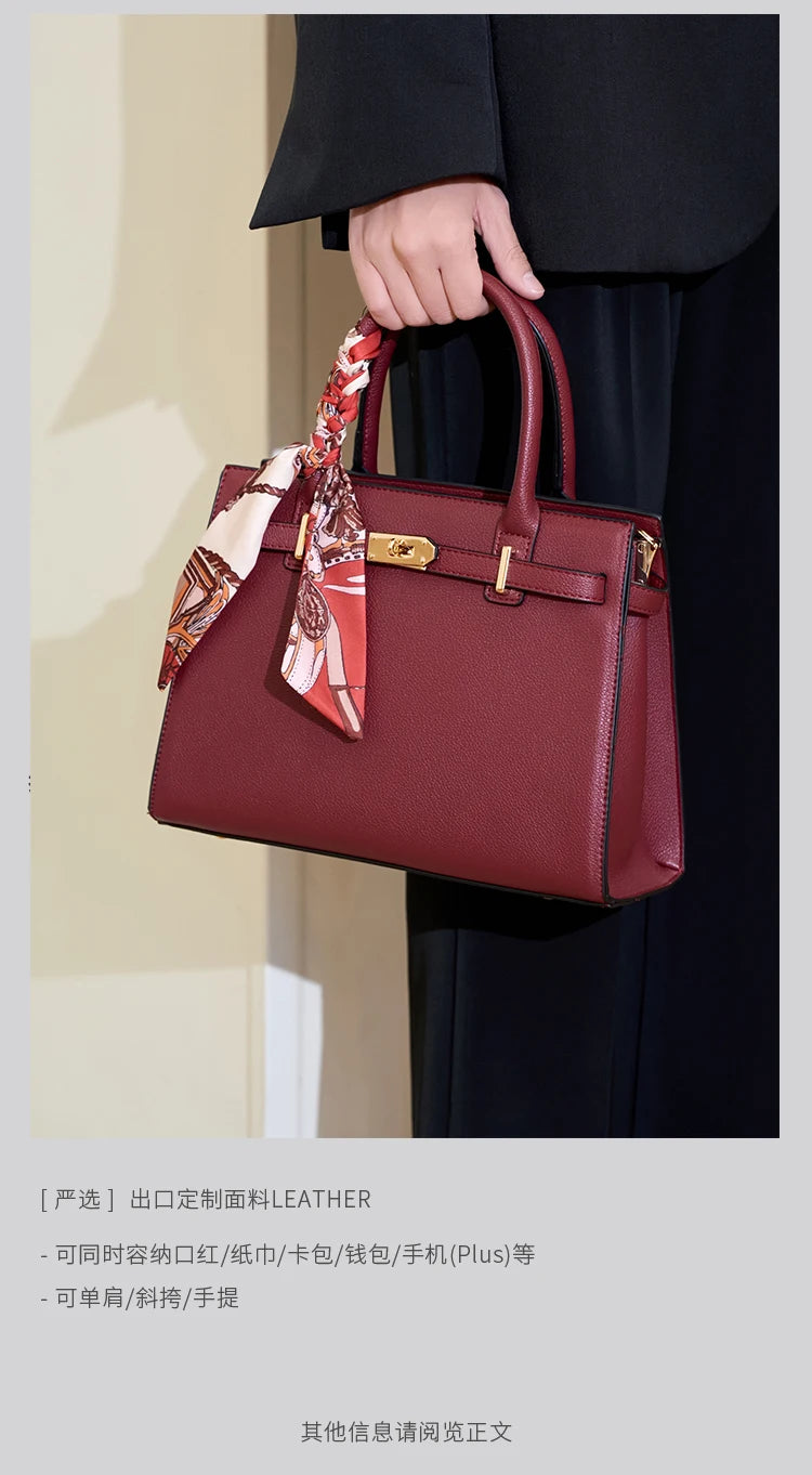 Show 2025 Handbag with Scarf Decor and Metal Clasp High Quality for Evening Parties & Banquets