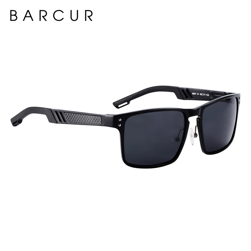 BARCUR Vintage Aluminium Magnesium Square Sunglasses Men Polarized Shades Women Sun Glasses For Men Sport Eyewear Oculos De Sol