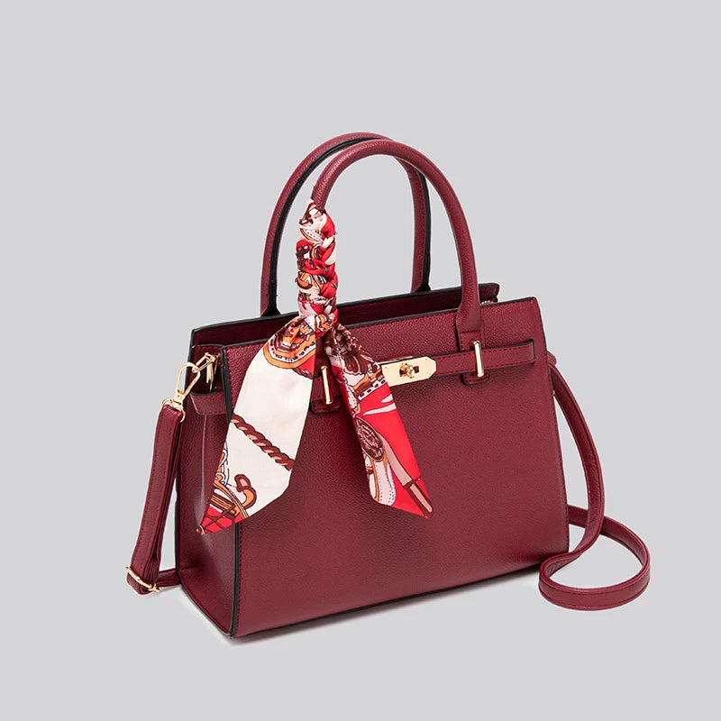 Show 2025 Handbag with Scarf Decor and Metal Clasp High Quality for Evening Parties & Banquets