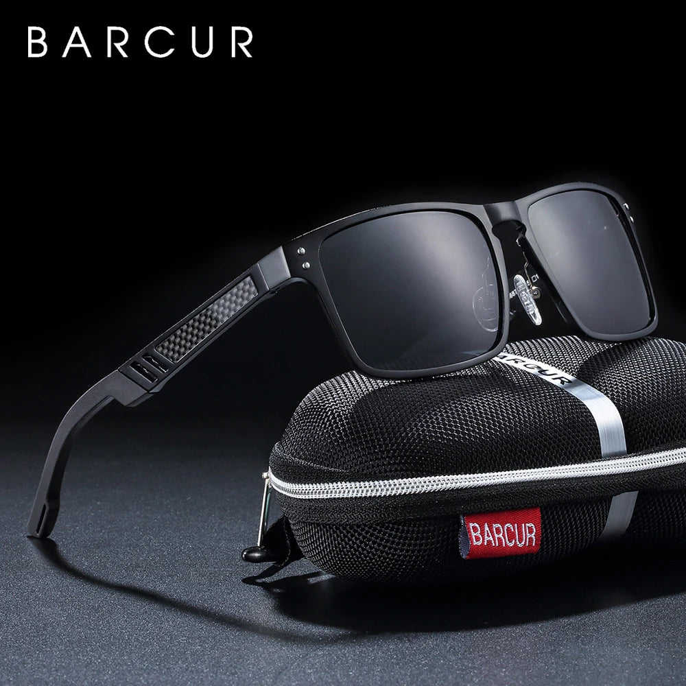 BARCUR Vintage Aluminium Magnesium Square Sunglasses Men Polarized Shades Women Sun Glasses For Men Sport Eyewear Oculos De Sol