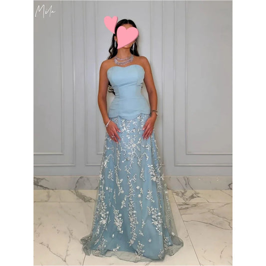 Mila Customized Strapless Sleeveless Sheath Party Dresses Floor-Length 15 Quinceanera Dresses Zip Elegant  فساتين سهرات 2025